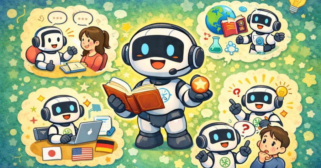 チャットGPTの解説をしているAIロボット