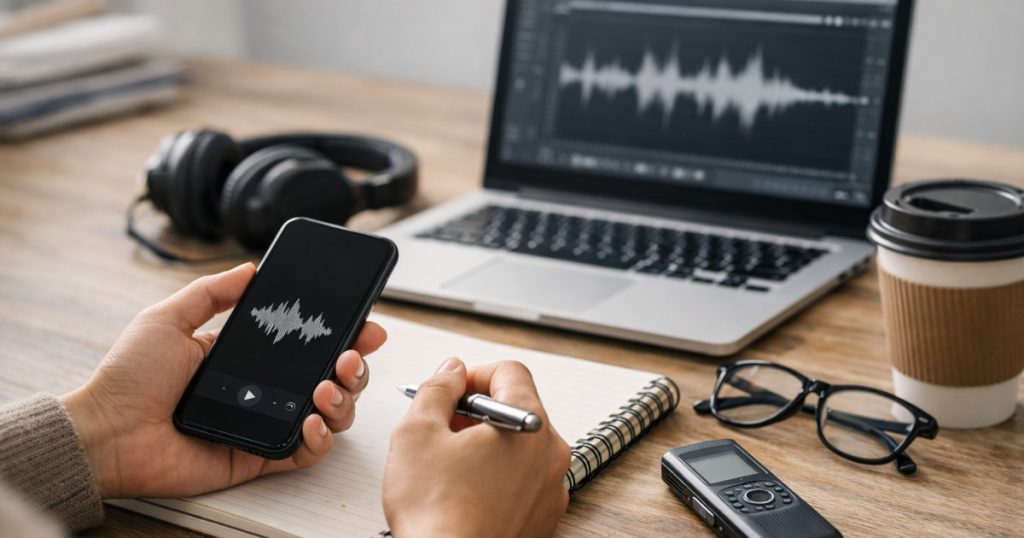 文字起こしの作業光景