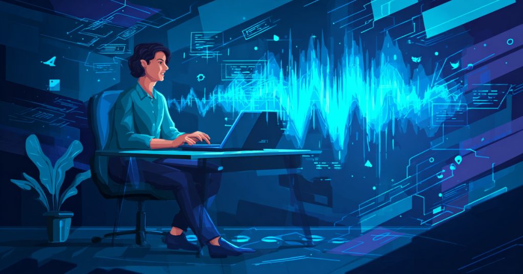 文字起こし作業を進める人